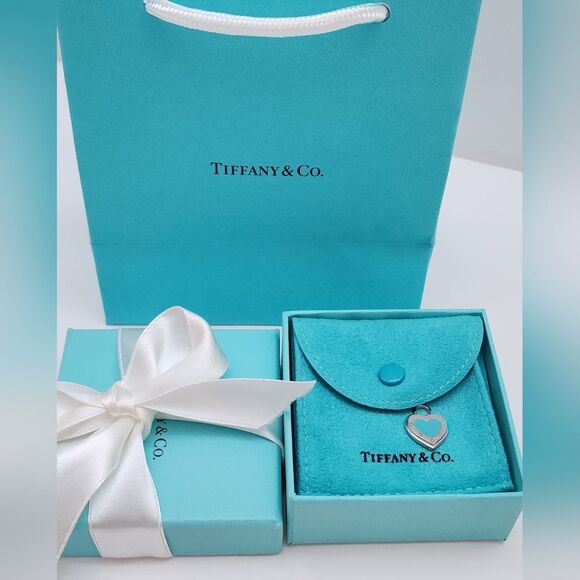 Tiffany & Co. Silver Heart Pendant with Blue Pouch - Picture 1 of 5